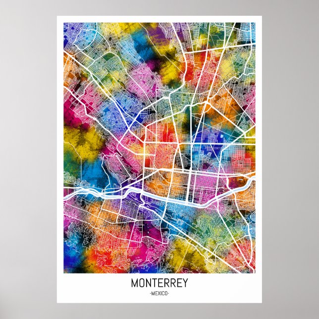 Poster Mapa da Cidade do México de Monterrey (Frente)