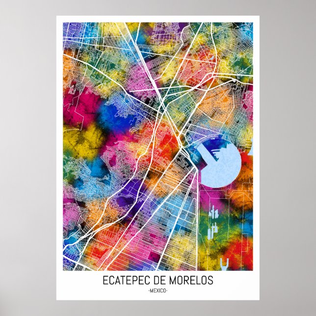Poster Mapa da Cidade do México Ecatepec de Morelos (Frente)