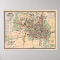 Mapa da Cidade do México em 1886
