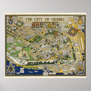 Poster Mapa da Cidade do Quebec