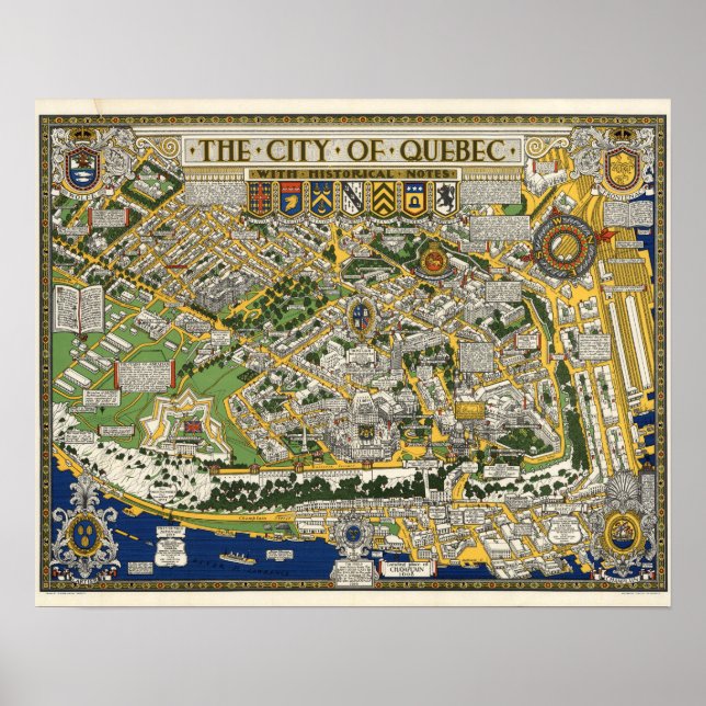 Poster Mapa da Cidade do Quebec (Frente)