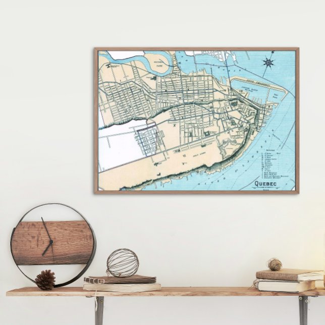 Pôster Mapa da Cidade do Quebec - Poster brilhante 1906 (Criador carregado)