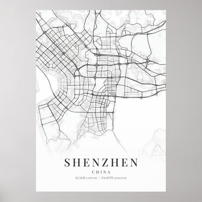 Poster Mapa da Cidade do Shenzhen (Frente)
