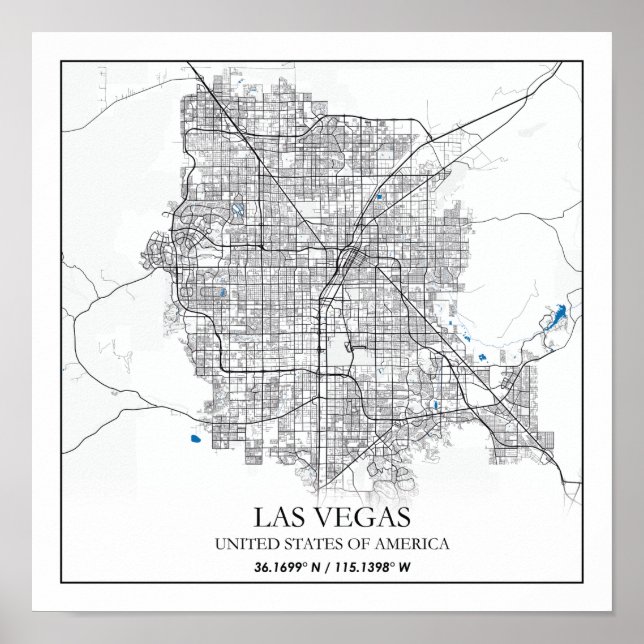 Poster Mapa da Cidade do Viagem de Cidades de Las Vegas N (Frente)