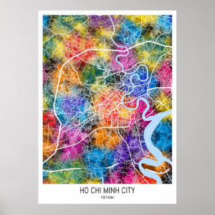 Poster Mapa da Cidade do Vietnã de Ho Chi Minh