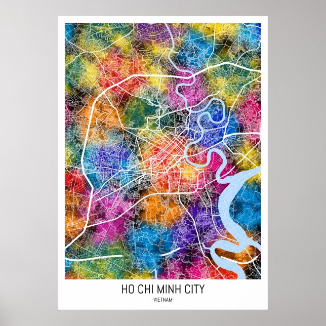 Poster Mapa da Cidade do Vietnã de Ho Chi Minh (Frente)