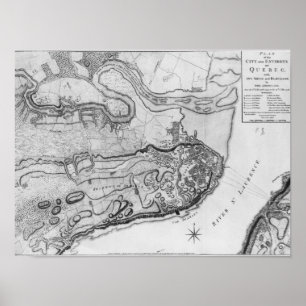 Pôster Mapa da cidade e dos arrabaldes de Quebeque