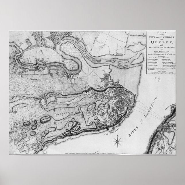 Pôster Mapa da cidade e dos arredores do Quebec (Frente)