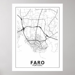 Poster Mapa Da Cidade Faro Estilo Linha Clássico