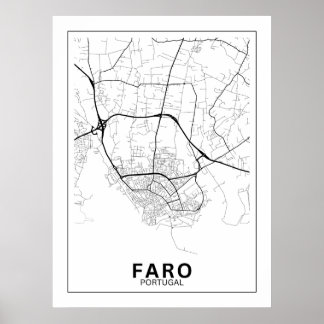 Poster Mapa Da Cidade Faro Estilo Linha Clássico