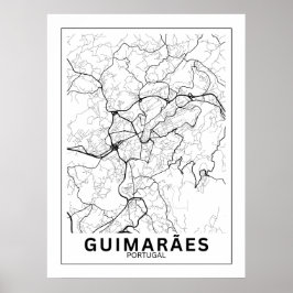Poster Mapa Da Cidade Guimarães Estilo Linha Clássico