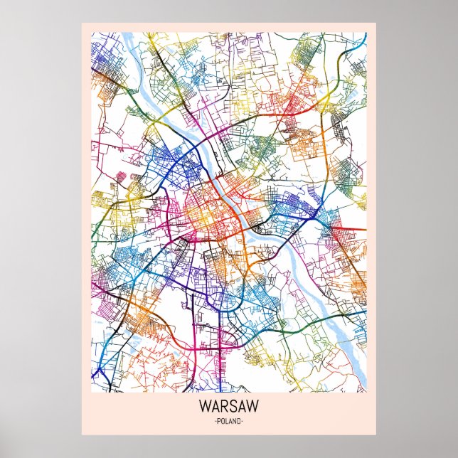 Poster Mapa da Cidade Polônia de Varsóvia (Frente)
