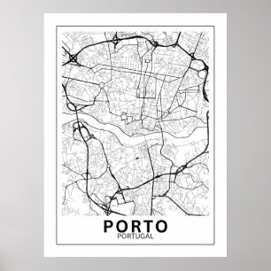 Poster Mapa Da Cidade Porto Estilo Linha Clássico