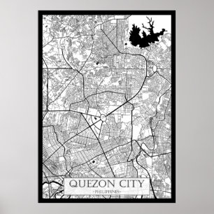 Poster Mapa da Cidade Quezon Filipinas