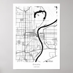 Poster Mapa da Cidade Simples Mínima Moderna de Omaha Ne