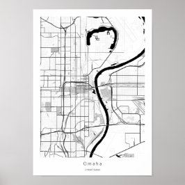 Poster Mapa da Cidade Simples Mínima Moderna de Omaha Neb