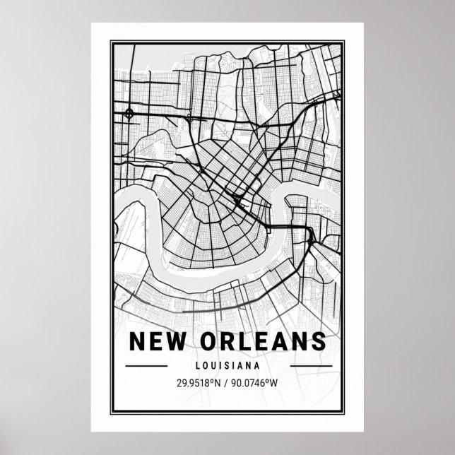 Poster Mapa da Cidade Viagem das Cidades de Nova Orleans  (Frente)