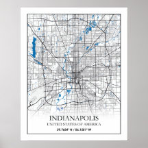 Mapa da Cidade Viagem de Indianapolis Indiana EUA