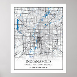 Poster Mapa da Cidade Viagem de Indianapolis Indiana EUA