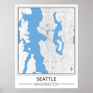 Poster Mapa da Cidade Viagem de Seattle Washington EUA