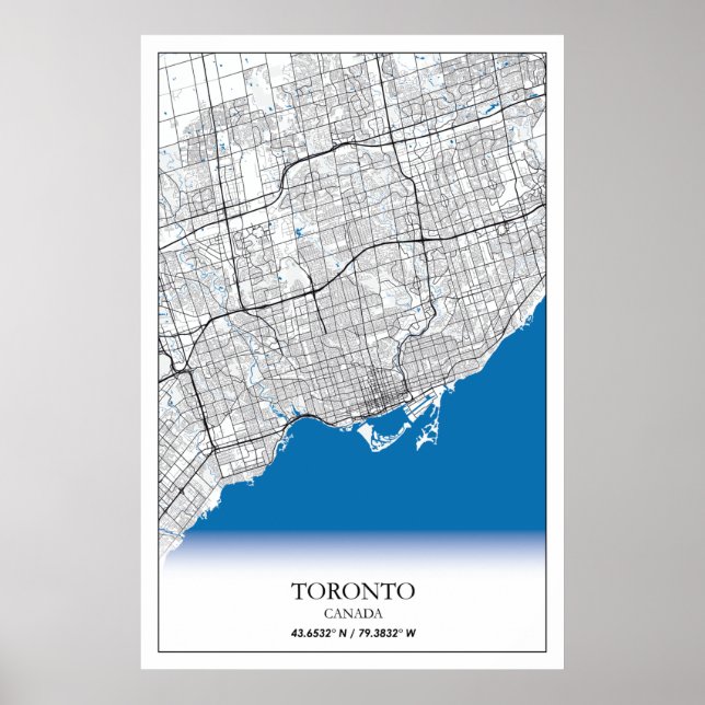 Poster Mapa da cidade Viagem de Toronto Ontario Canadá (Frente)