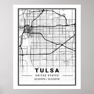 Poster Mapa da Cidade Viagem de Tulsa Oklahoma USA