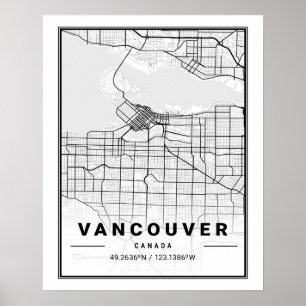 Poster Mapa da Cidade Viagem do Canadá para a Colúmbia Br