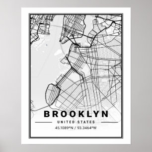 Poster Mapa da Cidade Viagem dos Estados Unidos do Brookl