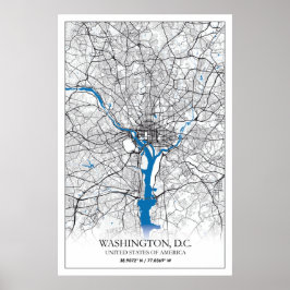 Poster Mapa da Cidade Viagem dos EUA em Washington DC