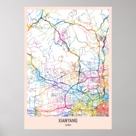 Poster Mapa da Cidade Xianyang China