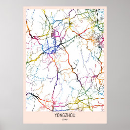 Poster Mapa da Cidade Yongzhou China