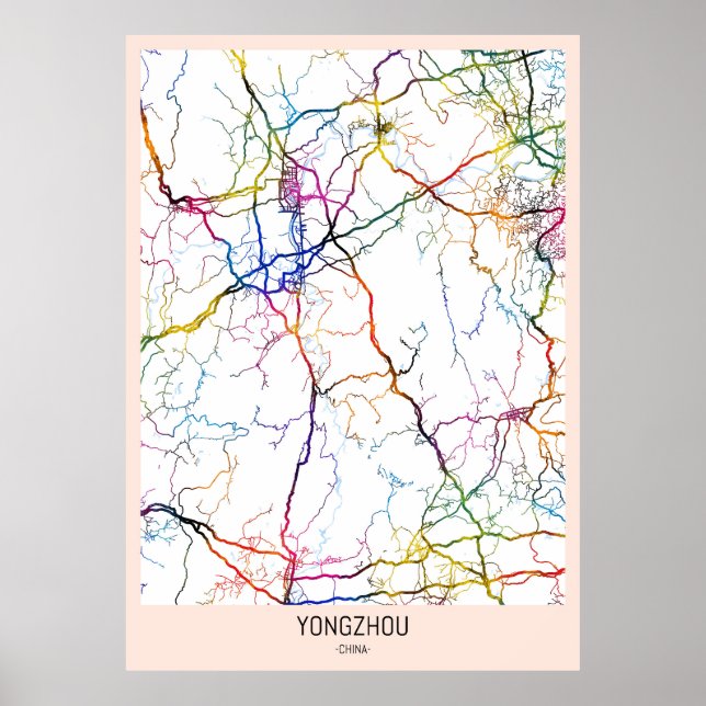 Poster Mapa da Cidade Yongzhou China (Frente)