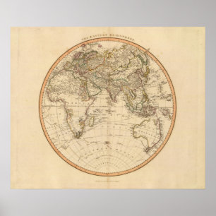 Pôster Mapa da circular do hemisfério oriental