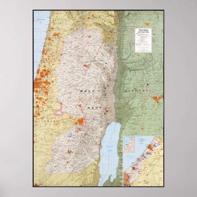 Poster Mapa da Cisjordânia e da Faixa de Gaza (1979) (Frente)