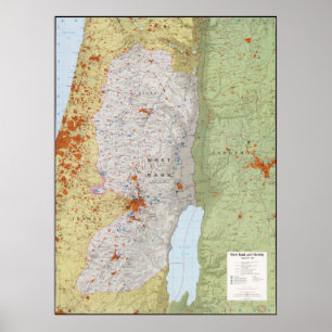 Poster Mapa da Cisjordânia e da vizinhança (setembro de