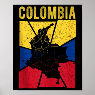 Poster Mapa da Colômbia Bandeira Patriota Expatriado Naci