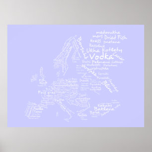 Pôster Mapa da comida de Europa (Lilac)