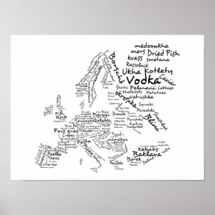 Poster Mapa da comida de Europa (PEQUENA)
