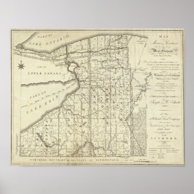 Poster Mapa da Compra de Morris para o Geneseo Ocidental (Frente)