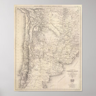 Pôster Mapa da Confederação Argentina