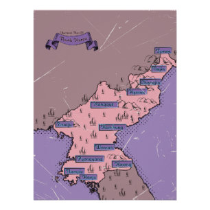 Pôster Mapa da Coreia do Norte