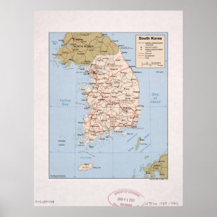 Poster Mapa da Coreia do Sul (1989)