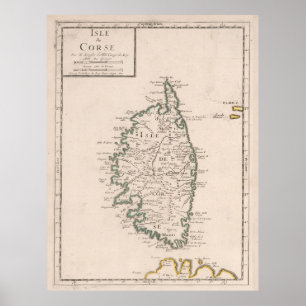 Poster Mapa da Córsega França (1697)