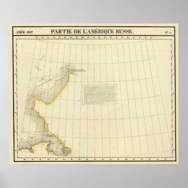Poster Mapa da Costa do Alasca (Frente)