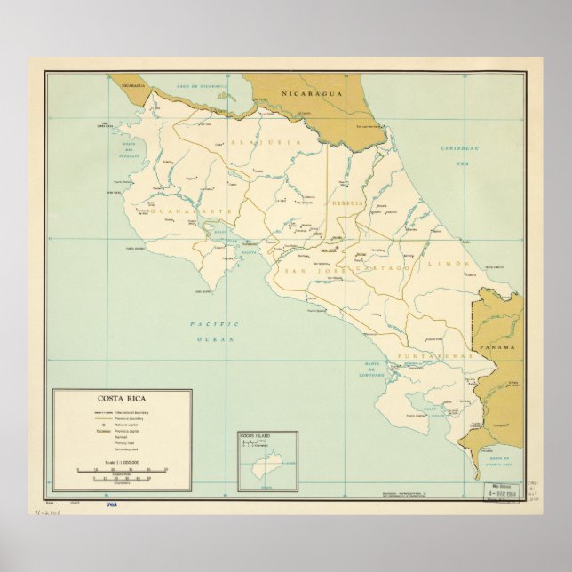 Poster Mapa da Costa Rica (1963) (Frente)