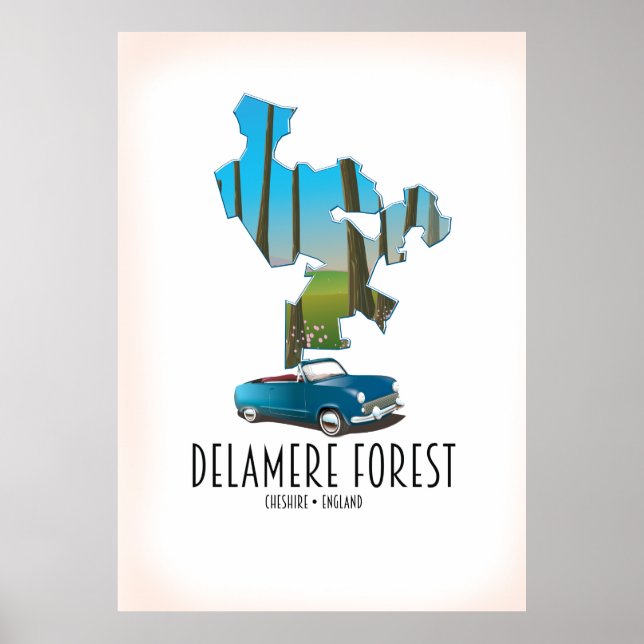 Poster Mapa da Delamere Forest Cheshire England (Frente)