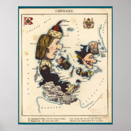 Poster Mapa da Dinamarca (1868)