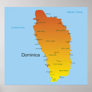 Poster Mapa Da Domínica