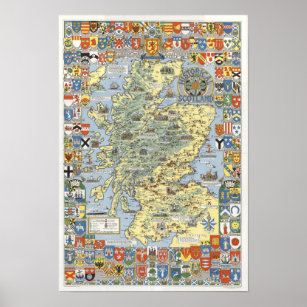 Poster Mapa da Escócia Histórica