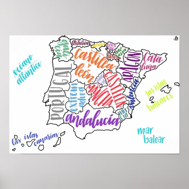 Poster Mapa da Espanha (Frente)